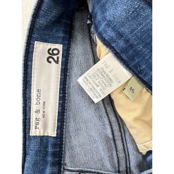 Rag & Bone Double Indigo Jean High Waist Skinny Womens 26 2 Tuxedo Tonal Stripe - Picture 5 of 8